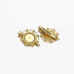 Gouden filigraan eendenbek haarclips voor DIY sieraden met ronde platte basis