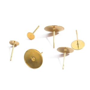 Goldene Ohrstecker aus Edelstahl mit flacher Platte für DIY-Schmuck und Bastelarbeiten