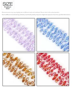 Macro detail of multi-colored faceted glass beads in teardrop shapes for jewelry DIY