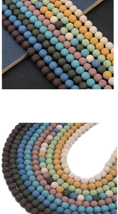 Close-up of multicolored natural lava stone beads for DIY jewelry and bracelet making