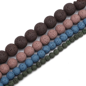 Natural volcanic lava rock beads in multiple colors for DIY handmade jewelry crafting