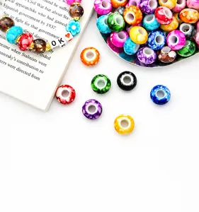 Detail of colorful acrylic beads with marble texture for handmade jewelry DIY bracelets