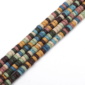 Colorful cylindrical lava stone beads with natural porous texture for DIY jewelry making