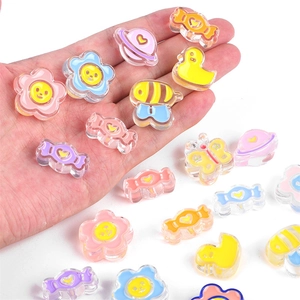 Colorful acrylic cartoon DIY charms with stars and hearts for phone cases and keychains