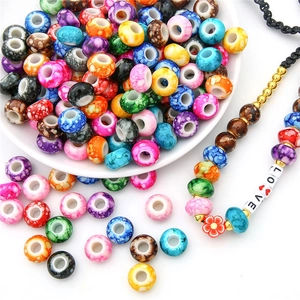 Colorful acrylic large hole beads with marble texture and LOVE letter charms for DIY jewelry