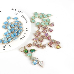 Colorful teardrop cloud pendants with gold metal edging for DIY jewelry making