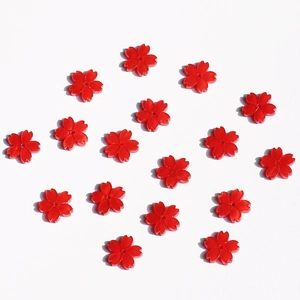 Pétalos de flor de cerezo rojos brillantes en acrílico para joyería DIY y artesanía