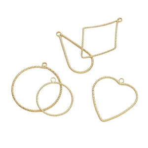 14K gold plated geometric twisted bezel pendants for DIY jewelry earrings making
