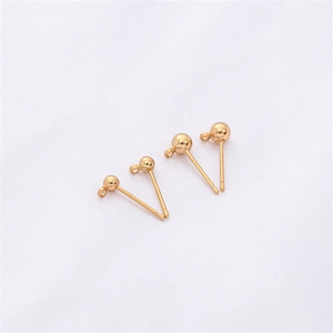 925 silver plated 14K gold ball stud earrings with loop for DIY jewelry making