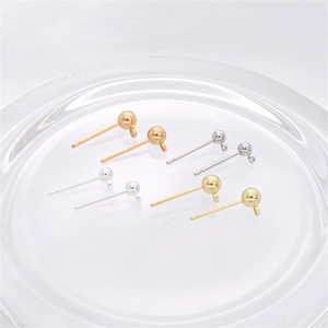 925 silver ball stud earrings with hanging loop in four metallic colors for DIY jewelry