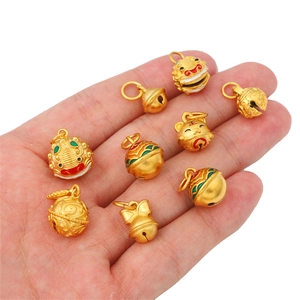 Pendentifs clochettes dorées en émail dans la paume pour création de bijoux DIY