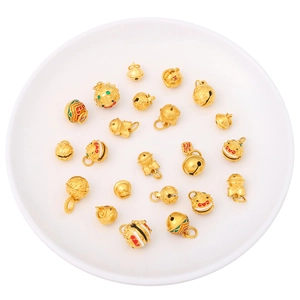 Pendentifs clochettes dorés Pixiu et tête de tigre pour bijoux DIY style traditionnel