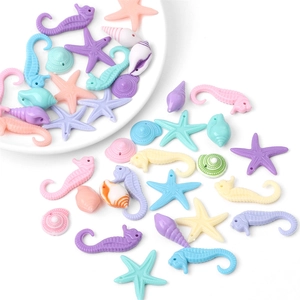 Colorful acrylic sea horse and starfish beads for DIY handmade jewelry crafts