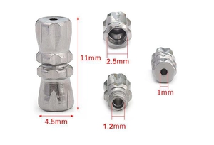 Detail of 11mm stainless steel butterfly screw clasp showing internal dimensions and parts