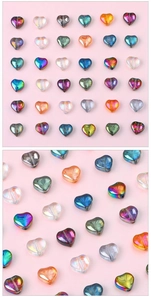 Macro di perle di cristallo di vetro a cuore iridescente per creazione di gioielli