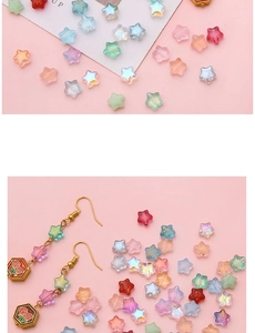 Macro shot of colorful aurora pentagram glass beads for DIY jewelry and star earrings