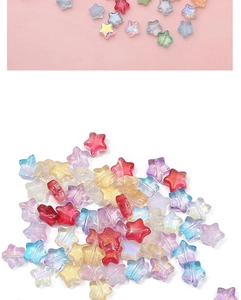 Macro detail of star-shaped beads in mixed macaron colors with iridescent glitter effect