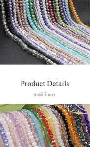 Vue macro de perles en verre de cristal facetté multicolores pour la création de bijoux