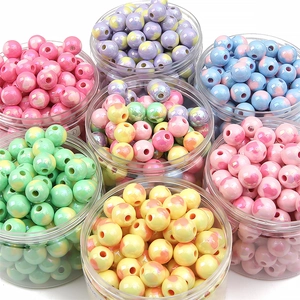Pearlescent acrylic heart round beads in multiple colors for DIY jewelry making
