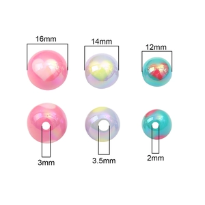 Acrylic colorful pearlescent heart beads with large holes in 12mm 14mm 16mm sizes
