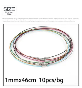 Colorful 1mm coated steel wire necklaces with screw clasps for DIY jewelry making