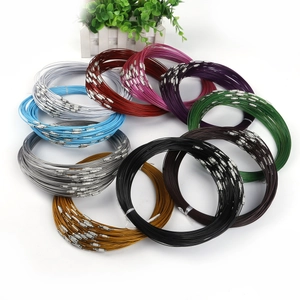 Colorful DIY steel wire choker necklaces with silver screw clasps for jewelry making