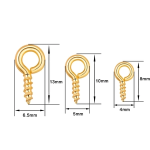 Three sizes of gold screw eye pins for DIY jewelry making and resin crafts