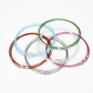 Set of colorful steel wire necklaces and bracelets with screw clasps for DIY jewelry making