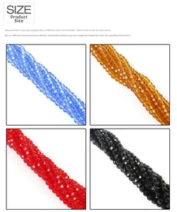 Detail van 6mm facetgeslepen glazen kralen in vier kleuren voor DIY sieraden maken