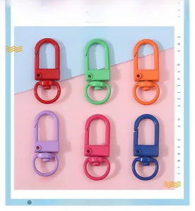 Colorful alloy spring clasp keychains in six vibrant colors for DIY bag accessories