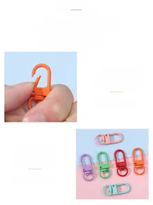 Close-up of colorful alloy U-shaped lobster clasps in matte candy paint finishes