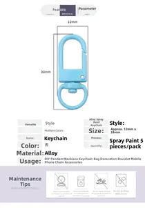 Macro detail of a 12x33mm light blue alloy D-ring spring buckle with dimensions