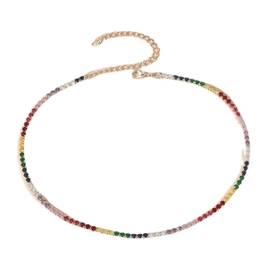 Collier ras du cou en zircone arc-en-ciel avec base dorée et fermoir réglable