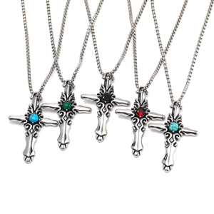 Gotisch Vintage Heiliges Herz Kreuz Halskette Für Herren Edelstahl Titanstahl Filigran Schnörkelwerk Anhänger Schmuck