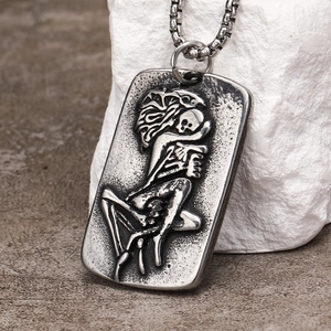 Punk Gothic Edelstahl Skelett Totenkopf Umarmung Anhänger Halskette Für Herren Vintage Hip Hop Schmuck Geschenk