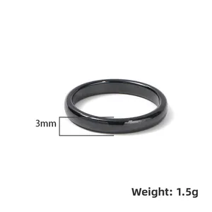 Minimalist black ceramic ring with 3mm width and 1.5g weight for men and women