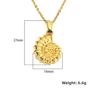 Elegante 18k vergulde roestvrijstalen halsketting met schelphanger voor dames