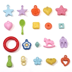 Colorful acrylic DIY beads set with heart star rose flip-flop shapes for jewelry making