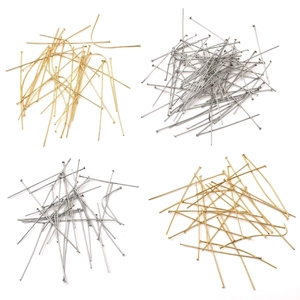 Polished gold and silver flat head pins for DIY jewelry making and bead fixing
