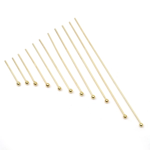 Various lengths of gold ball head pins for professional DIY jewelry making and crafts
