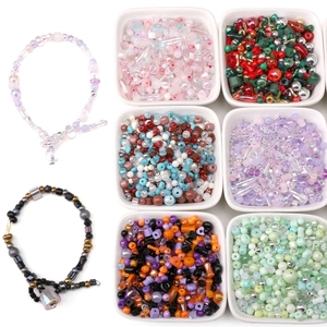 Kit de Cuentas de Vidrio Mezcladas Multicolor Irregulares Cuentas Sueltas Para Joyería DIY Hecha a Mano Pulsera Collar Fabricación Accesorios
