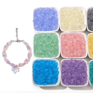 Perles en Verre Dépoli 3x6mm Perles Intercalaires Rondes Multicolores pour Création de Bijoux DIY Collier Bracelet