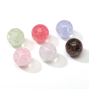 Macro di perle di opale in resina colorata con glitter per creazione di gioielli