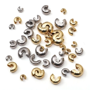 Polished stainless steel C-shaped metal beads for DIY jewelry in gold and silver finishes