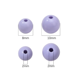 Light purple acrylic round beads for DIY jewelry making in 8mm and 10mm sizes