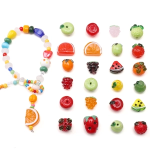 Handmade Colorful Fruit Glass Beads Strawberry Apple Orange Grape Shapes For DIY Bracelet Necklace Jewelry Making Crafts Supplies