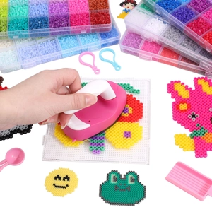 24-color fuse beads kit with mini iron and accessories for DIY kids jewelry making crafts