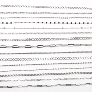 Stainless Steel DIY Jewelry Chain Bulk For Necklace Bracelet Making Minimalist Polished Silver Color Cable Box Figaro Link Chains Jewelry Material