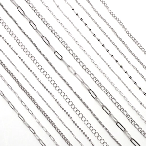 Assorted stainless steel DIY chain styles including paperclip, figaro and box chains