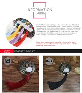 Detailed view of handmade lotus tassel pendant for bookmarks and traditional fans